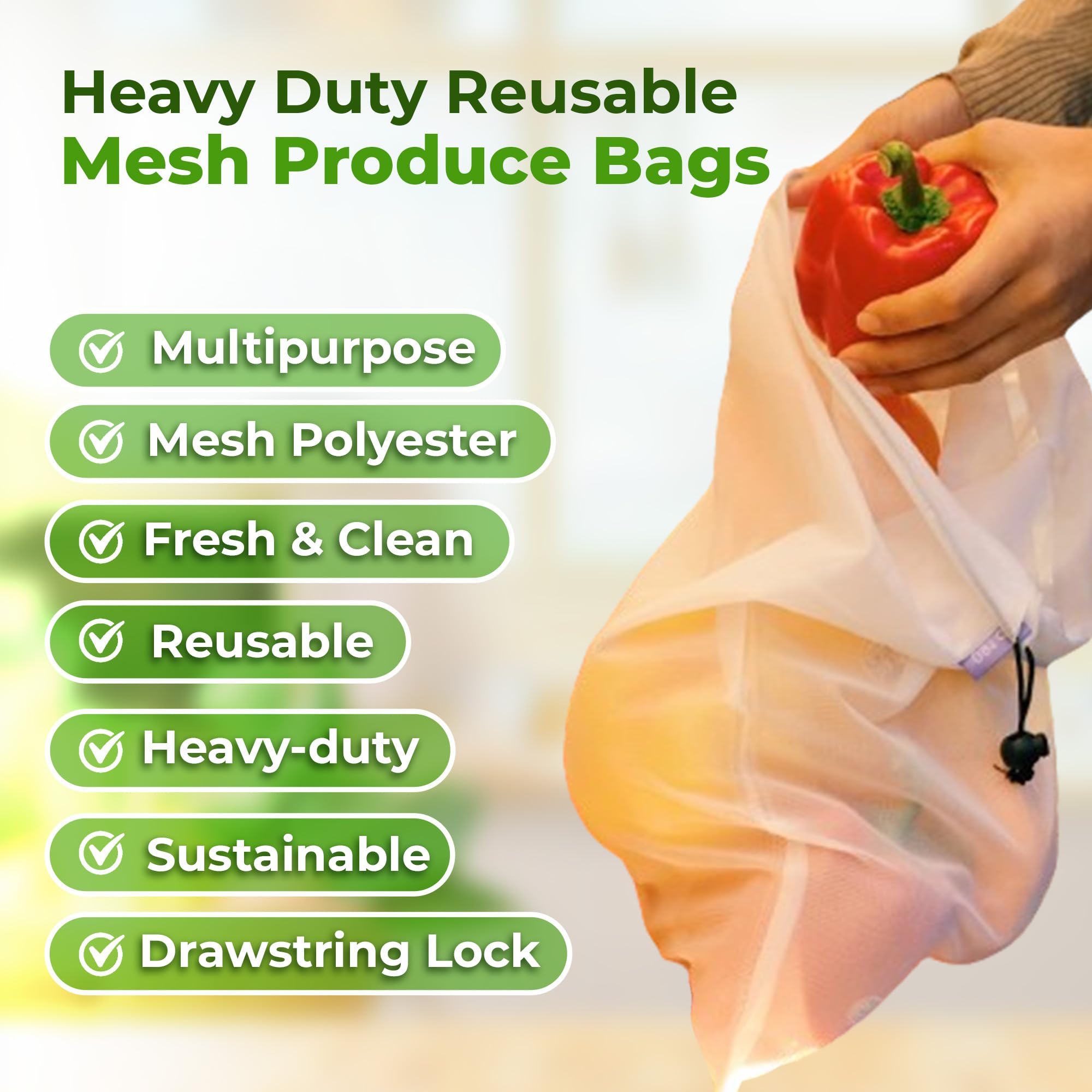 Purifyou washable reusable produce bags for easy cleaning.