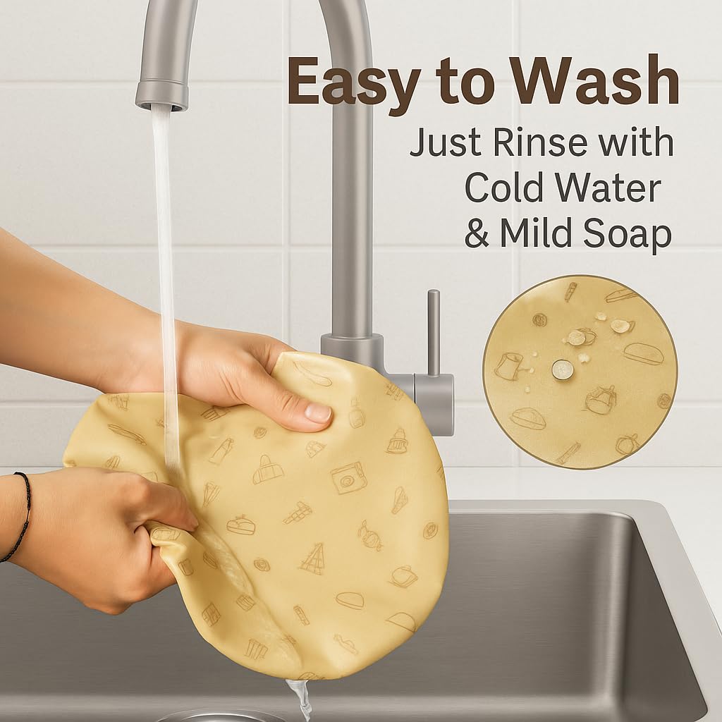 PURIME beeswax bowl covers 13-inch on a bread dough bowl, ideal for proofing.