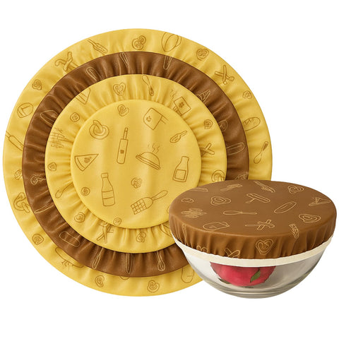 PURIME beeswax bowl covers 5.5-inch in use, keeps bowls fresh without plastic.
