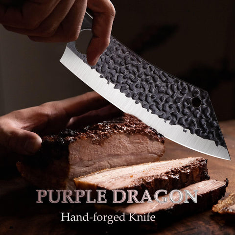 Purple Dragon knife with three rivets for ergonomic, sturdy construction
