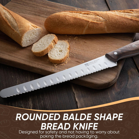 Purple Dragon bread knife gift packaging suggests a thoughtful kitchen present.