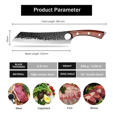 Purple Dragon cleaver 8.5-inch full-tang in action for versatile chopping