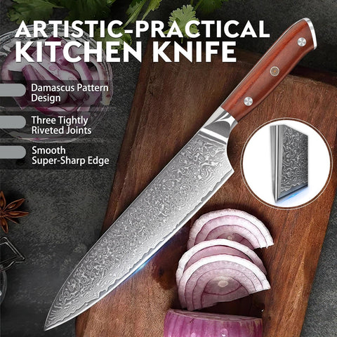 Purple Dragon 7-inch Damascus paring knife, perfect for fine prep tasks.