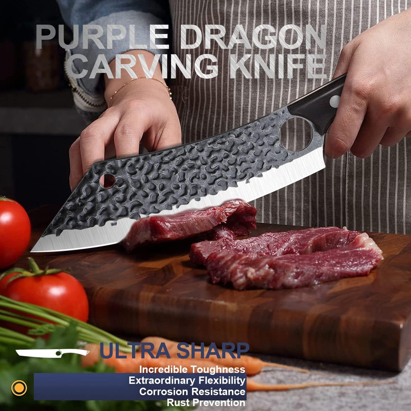 Purple Dragon hand-forged high-carbon steel for lasting sharpness