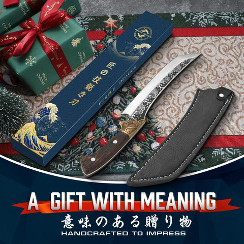 Purple Dragon knife slices brisket and vegetables with balanced weight and control