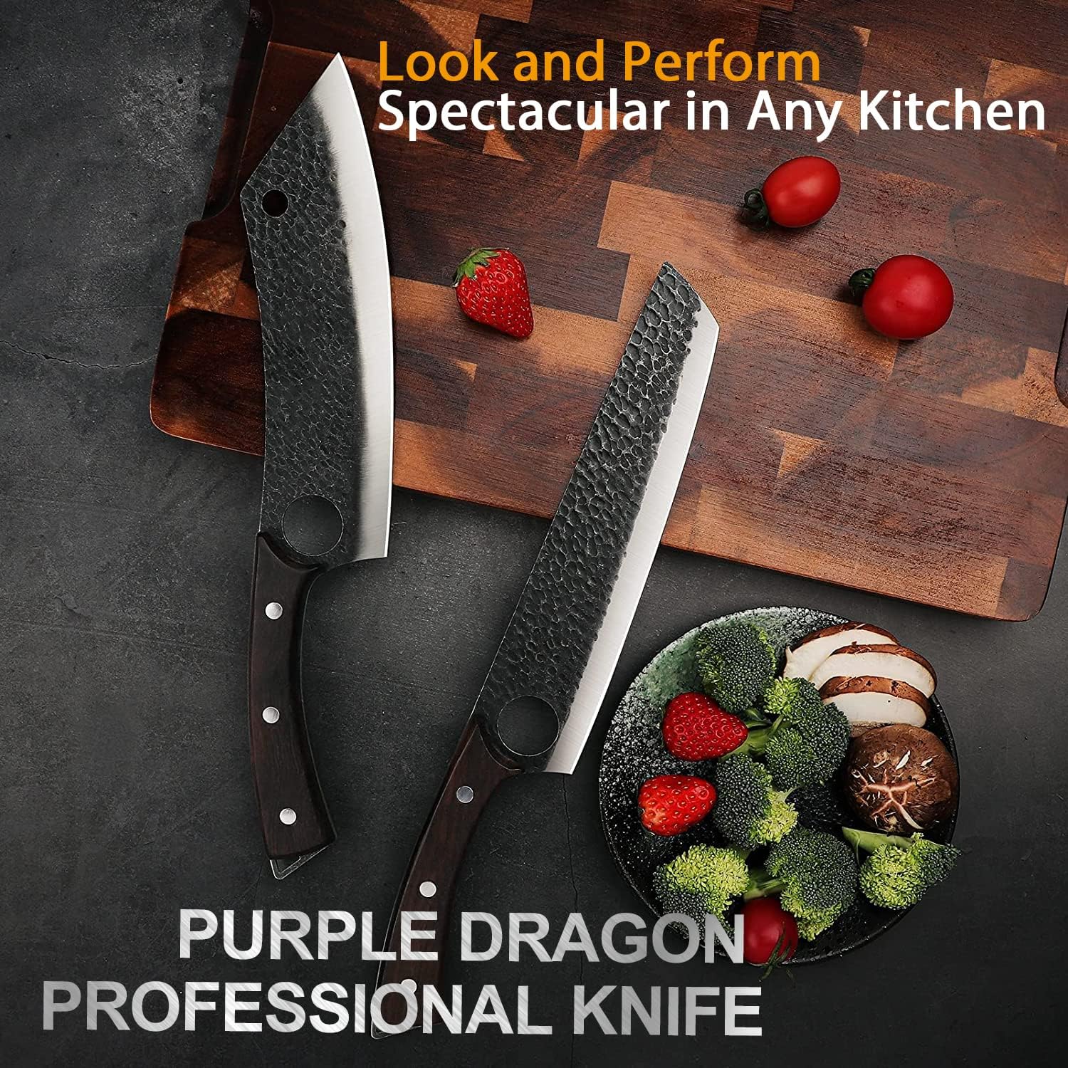 Purple Dragon knife excelling at meat and vegetable cutting