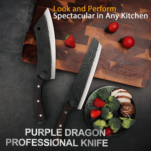 Purple Dragon knife excelling at meat and vegetable cutting