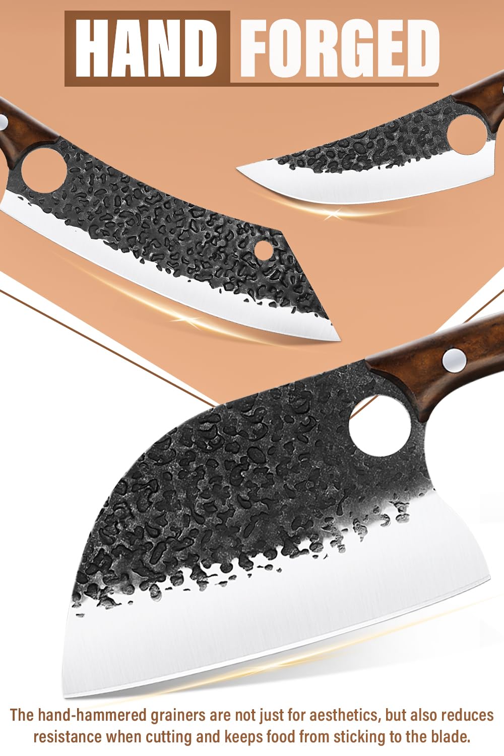 Purple Dragon Serbian chef knife with full tang for stable slicing