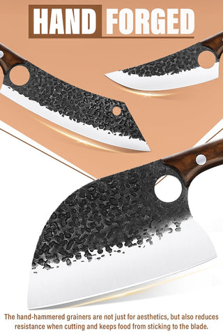 Purple Dragon Serbian chef knife with full tang for stable slicing