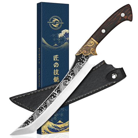 Purple Dragon Slicing Carving Knife blade close-up showing razor edge for clean cuts