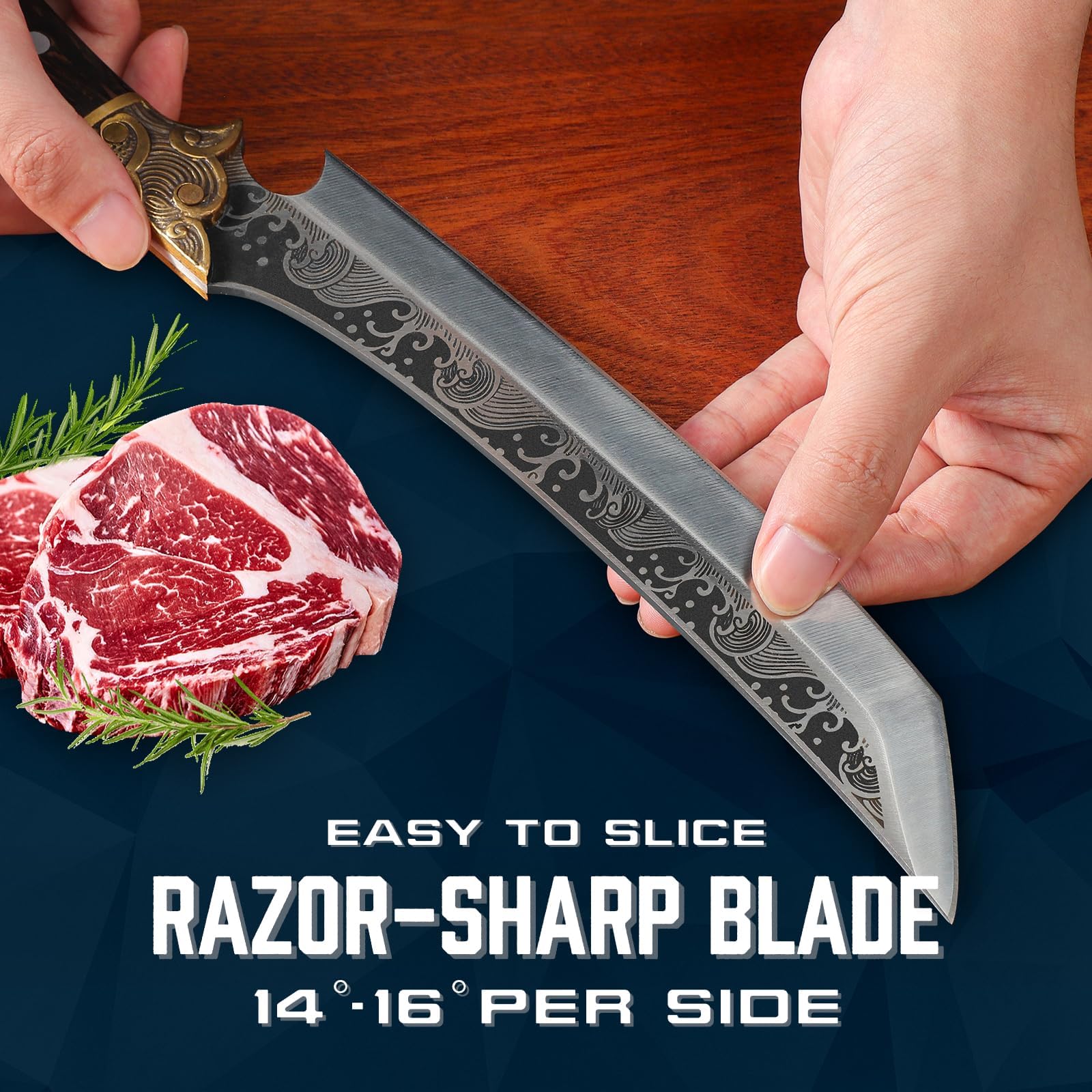 Purple Dragon Slicing Carving Knife in black gift box, ready for gifting