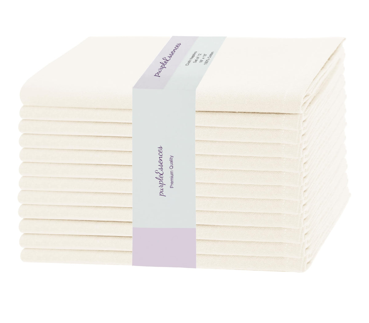 PurpleEssences 18x18 cream napkins show soft cotton for everyday dining.