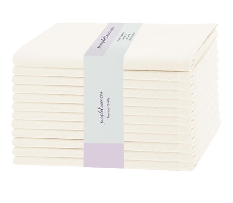 PurpleEssences 18x18 cream napkins show soft cotton for everyday dining.