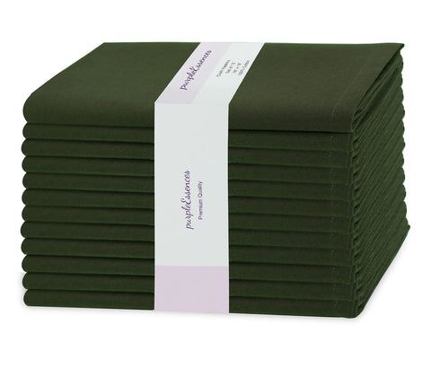 PurpleEssences olive green 18x18 napkins with soft cotton texture for everyday dining