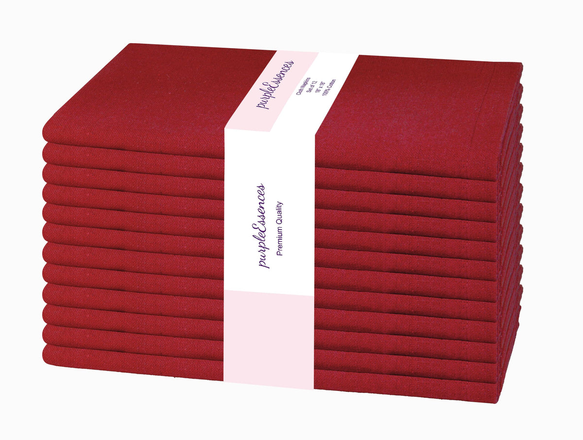 PurpleEssences red napkins in solid cotton for everyday dining.