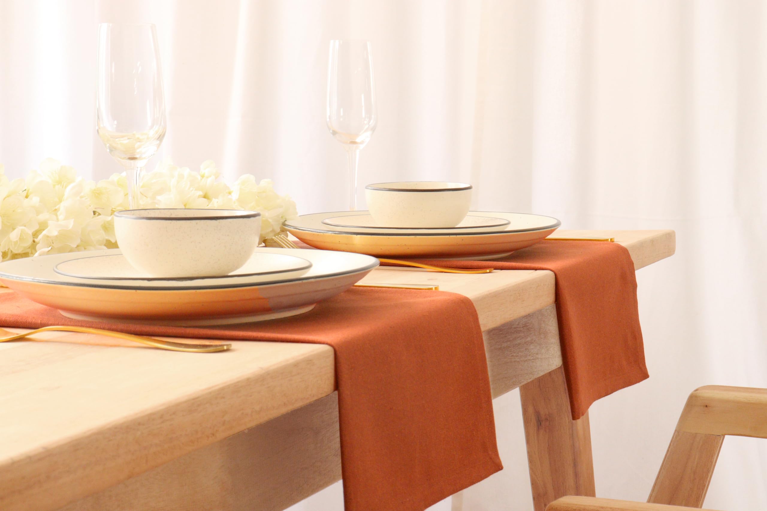 PurpleEssences rust napkins are machine-washable for easy care and reuse.