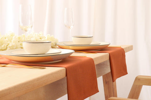 PurpleEssences rust napkins are machine-washable for easy care and reuse.
