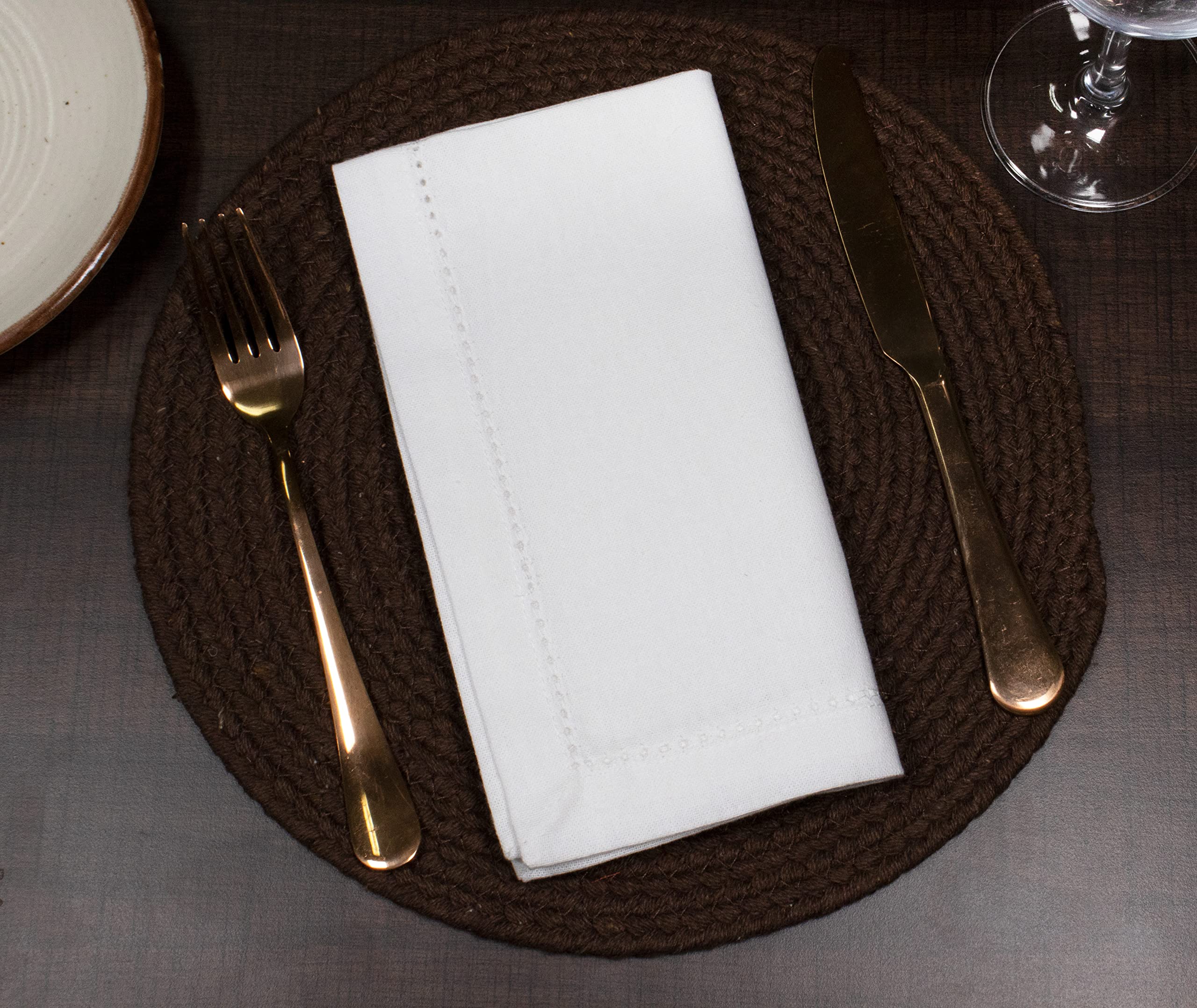 PurpleEssences wedding table napkins in white, ideal for formal occasions.