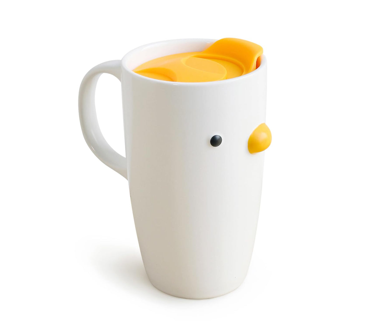 PURROOM Duck Coffee Mug with Lid front view for spill-free mornings