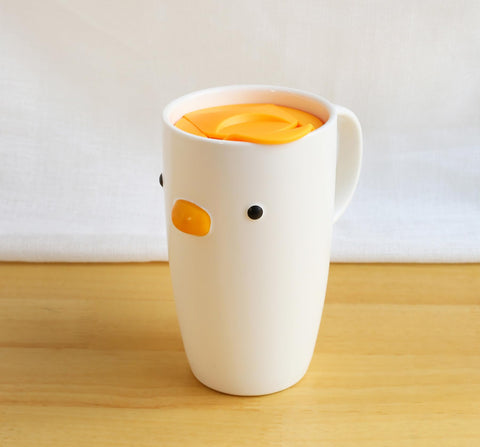 PURROOM Duck Mug with Lid open view for easy pouring