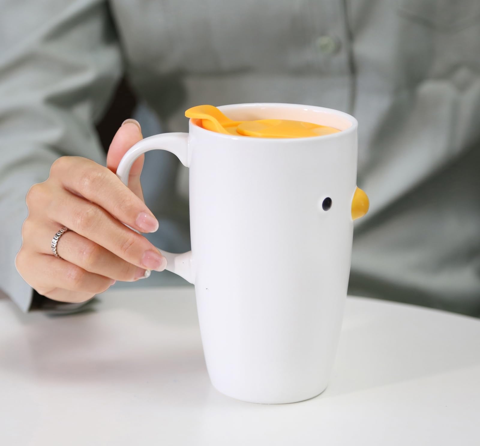PURROOM Hand-glazed yellow duck mug with matte ceramic finish