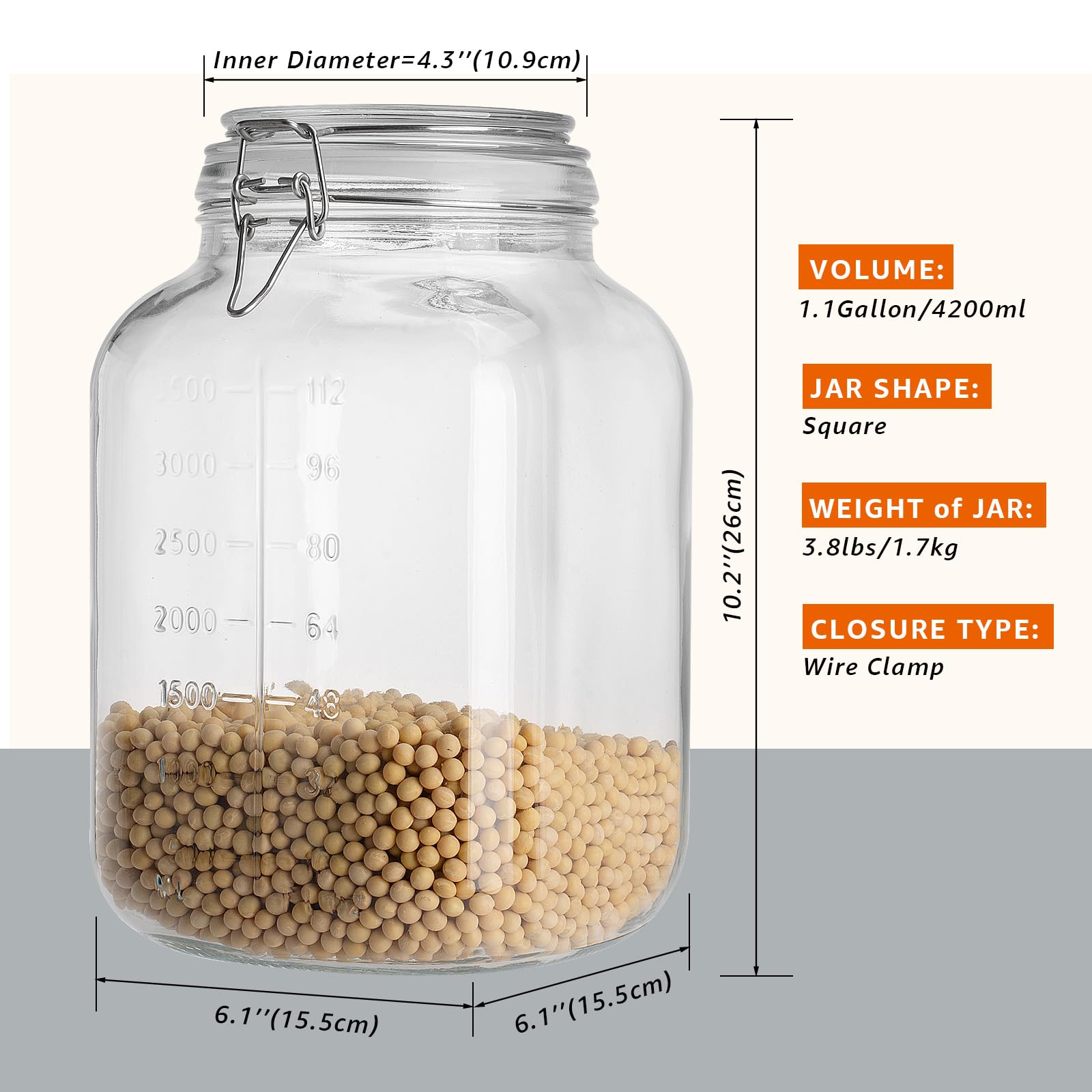 PUSCRIENO clear thick glass lets you see contents at a glance