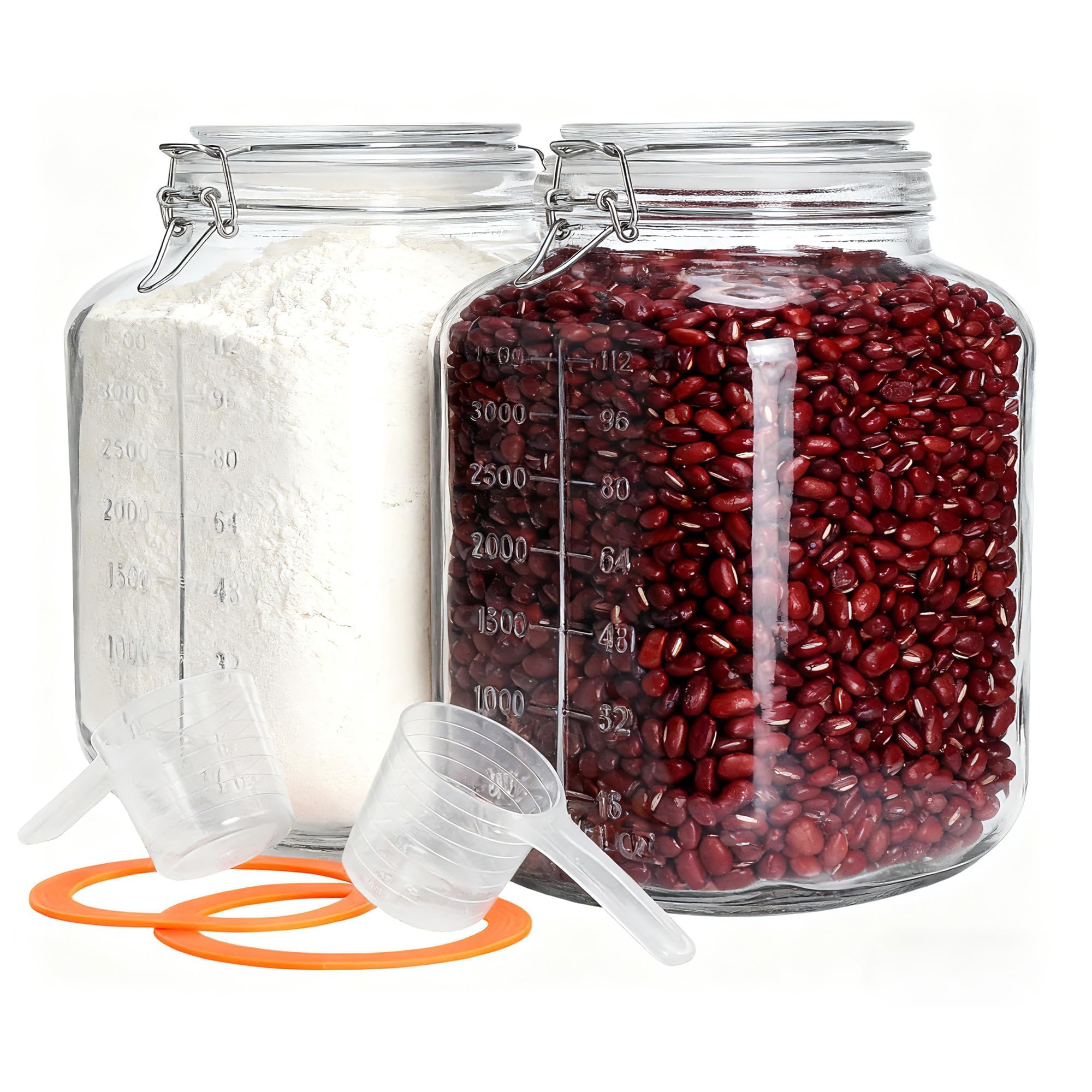 PUSCRIENO square wide-mouth jar with measurement marks for precise ingredient prep