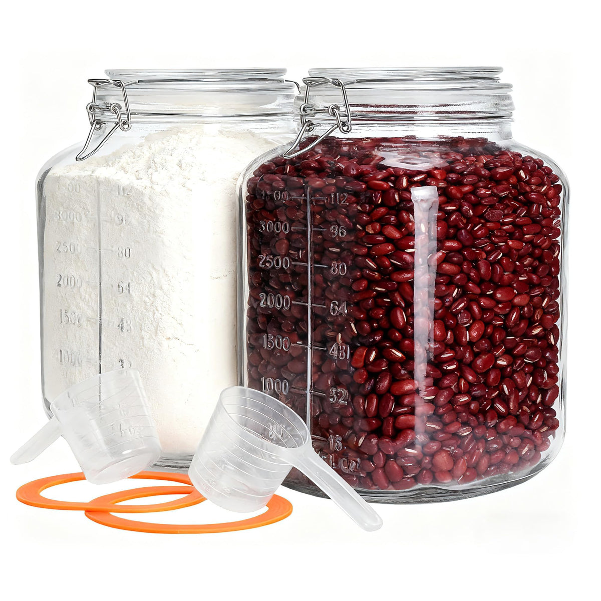 PUSCRIENO square wide-mouth jar with measurement marks for precise ingredient prep