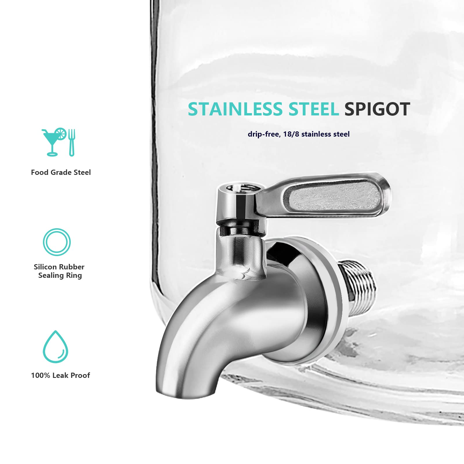 PUSCRIENO stainless steel spigot provides drip-free, smooth pouring.