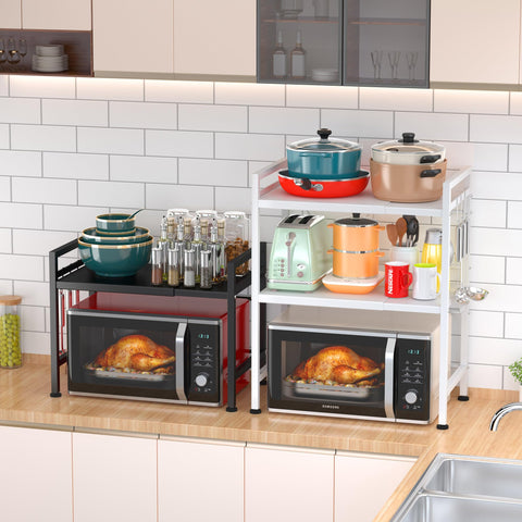 PUSDON black finish microwave rack resists heat and rust