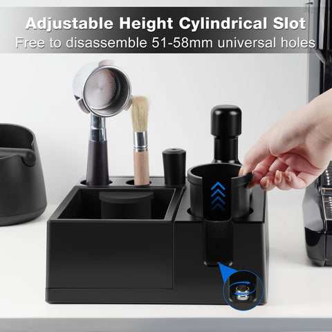 PUSEE 51-54mm clamp slot supports multiple tamper sizes for flexible setup