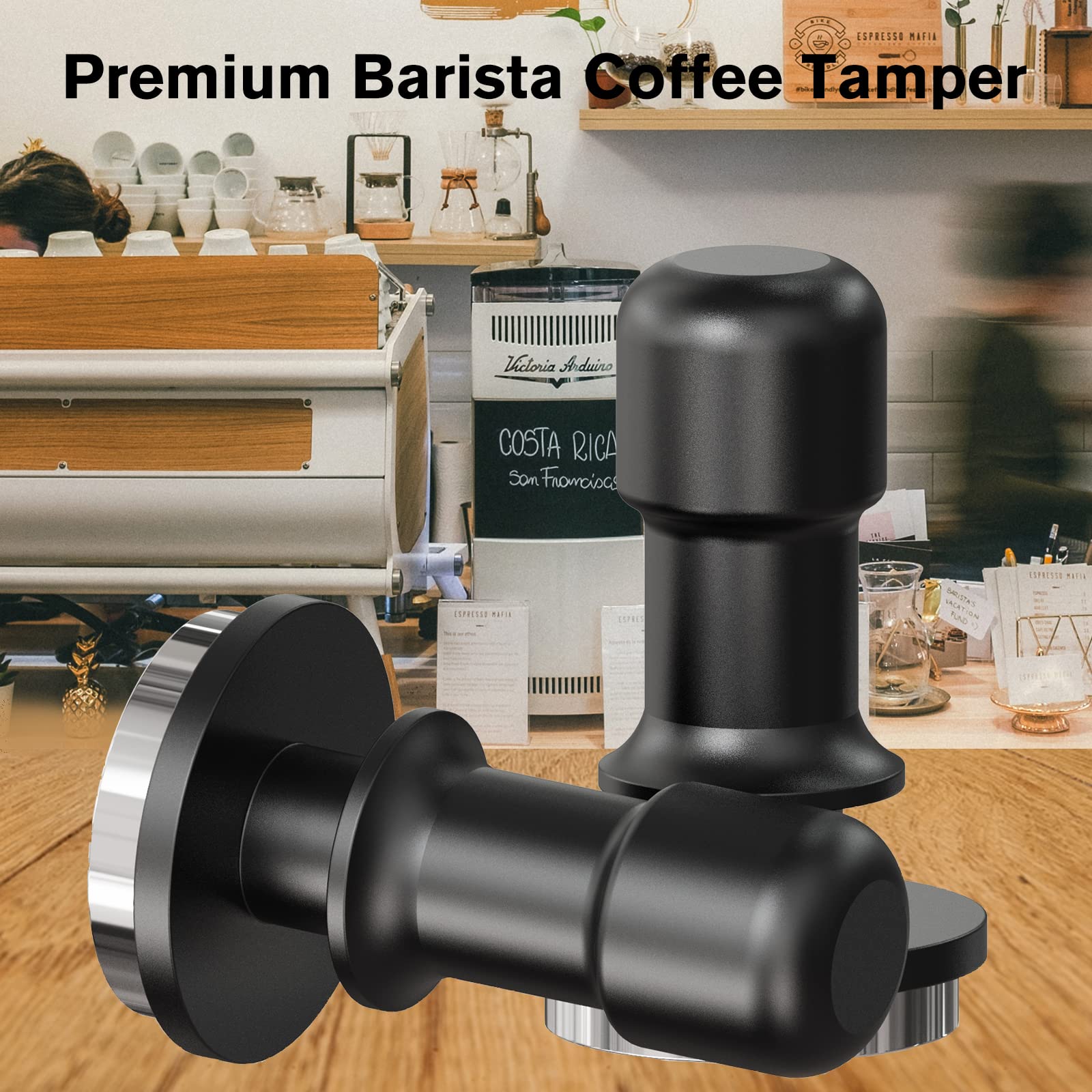 PUSEE 53mm tamper compatible with common baskets for home baristas.
