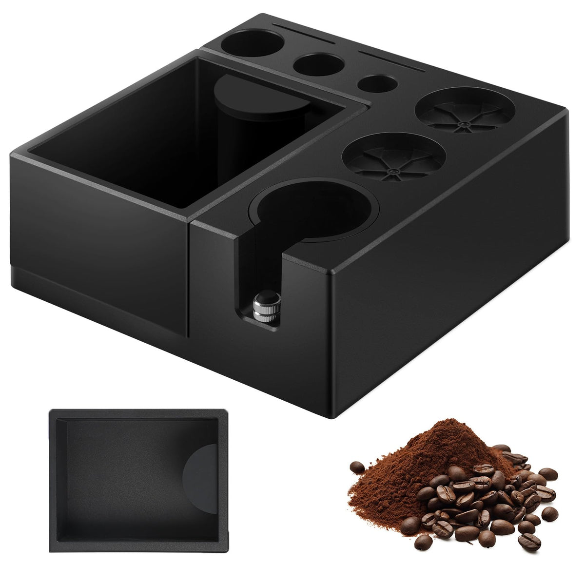 PUSEE Espresso Knock Box 9in1 demonstrates integrated tool organizer for precise espresso prep