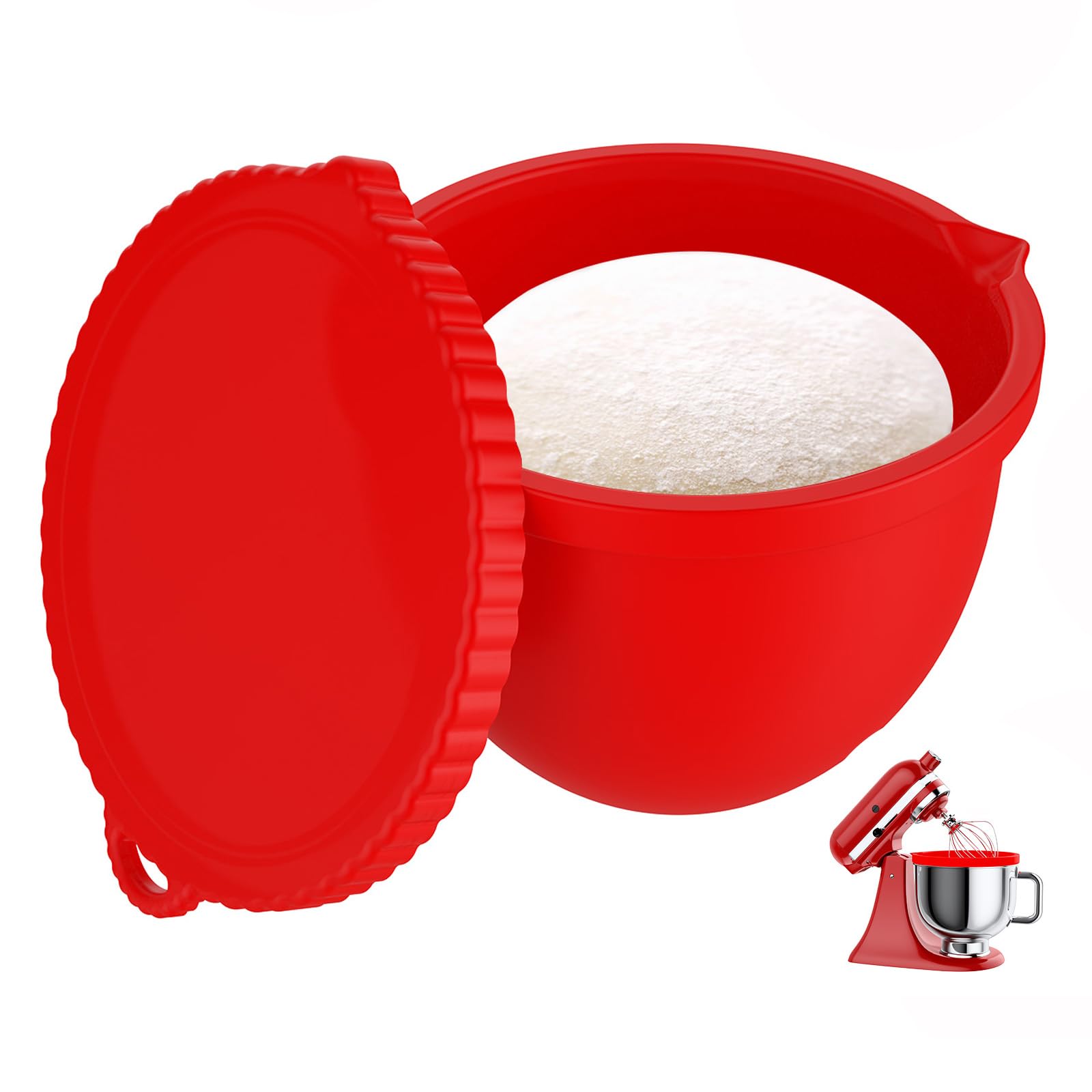 Pusgrew silicone liner for 5 qt tilt-head mixer, red, easy-release for mess-free mixing