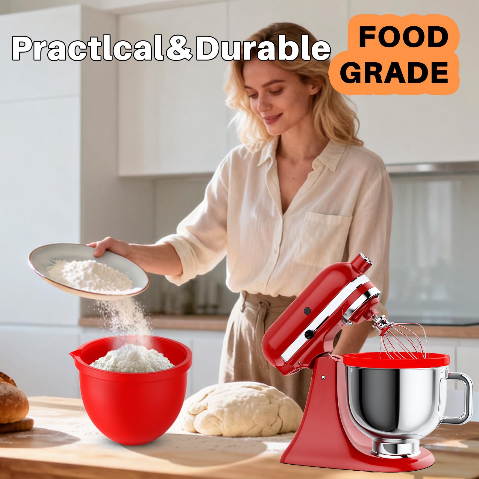 Pusgrew liner with built-in pour spout reducing spills while pouring batter