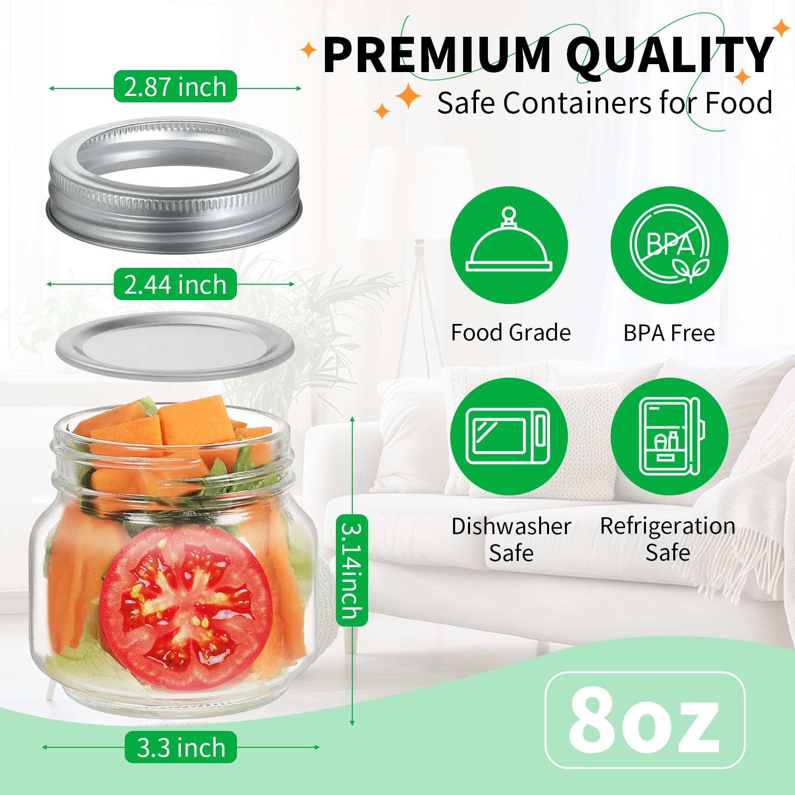 PUSKMAY clear 8oz mason jar showcases contents at a glance