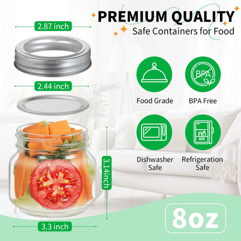 PUSKMAY clear 8oz mason jar showcases contents at a glance