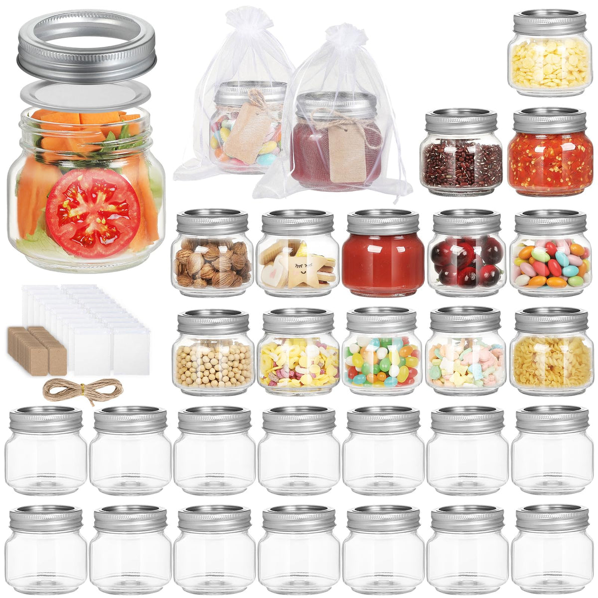 PUSKMAY 8oz mason jar with airtight lids for fresh canning and gifting