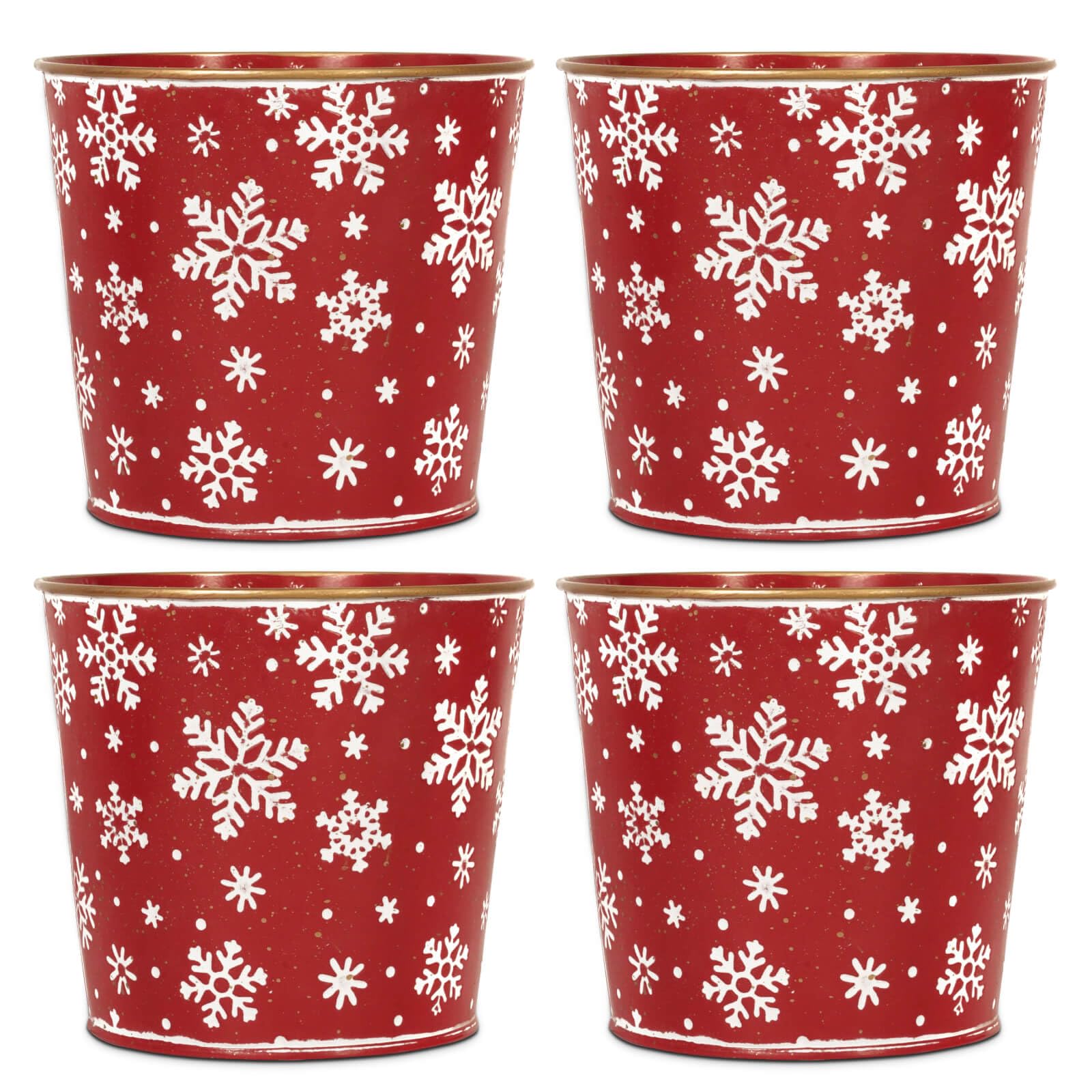 Putuo Decor Christmas galvanized buckets with tree pattern for a festive centerpiece.