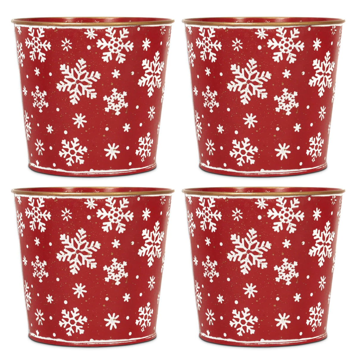 Putuo Decor Christmas galvanized buckets with tree pattern for a festive centerpiece.