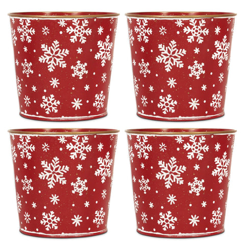 Putuo Decor Christmas galvanized buckets with tree pattern for a festive centerpiece.