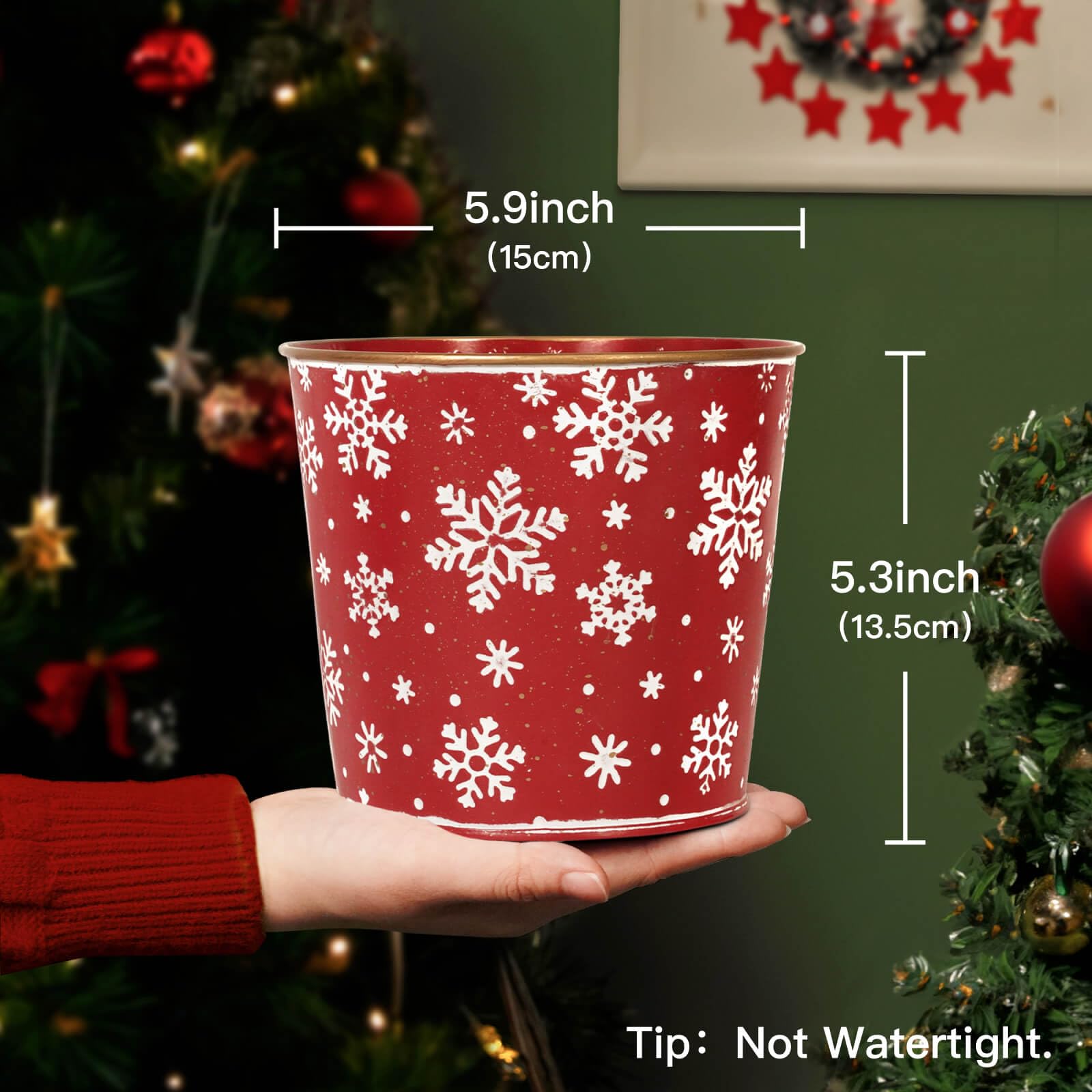 Putuo Decor embossed texture buckets with red and white accents for seasonal display.
