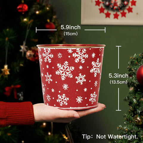 Putuo Decor embossed texture buckets with red and white accents for seasonal display.