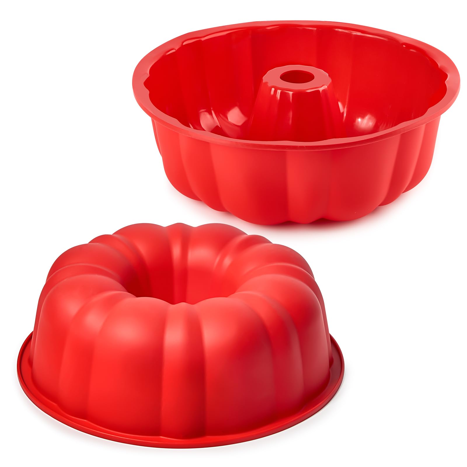 Puyeipt 10-inch silicone fluted tube cake pan, easy-release for cakes and desserts.