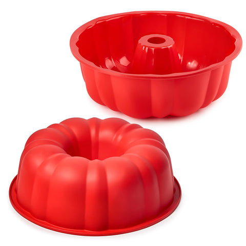Puyeipt 10-inch silicone fluted tube cake pan, easy-release for cakes and desserts.