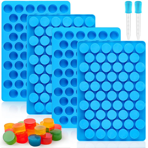 Puyeipt 4 pack silicone gummy molds with 55 blue cavities for easy candy making