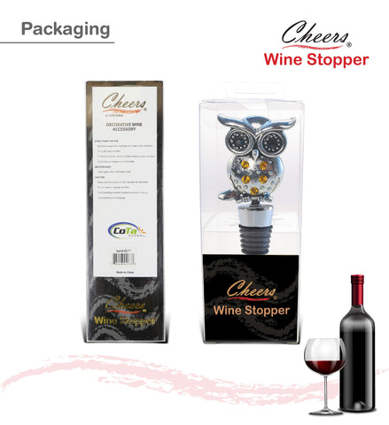 Puzzled Cheers Owl rhinestone detail adds a stylish centerpiece to wine nights