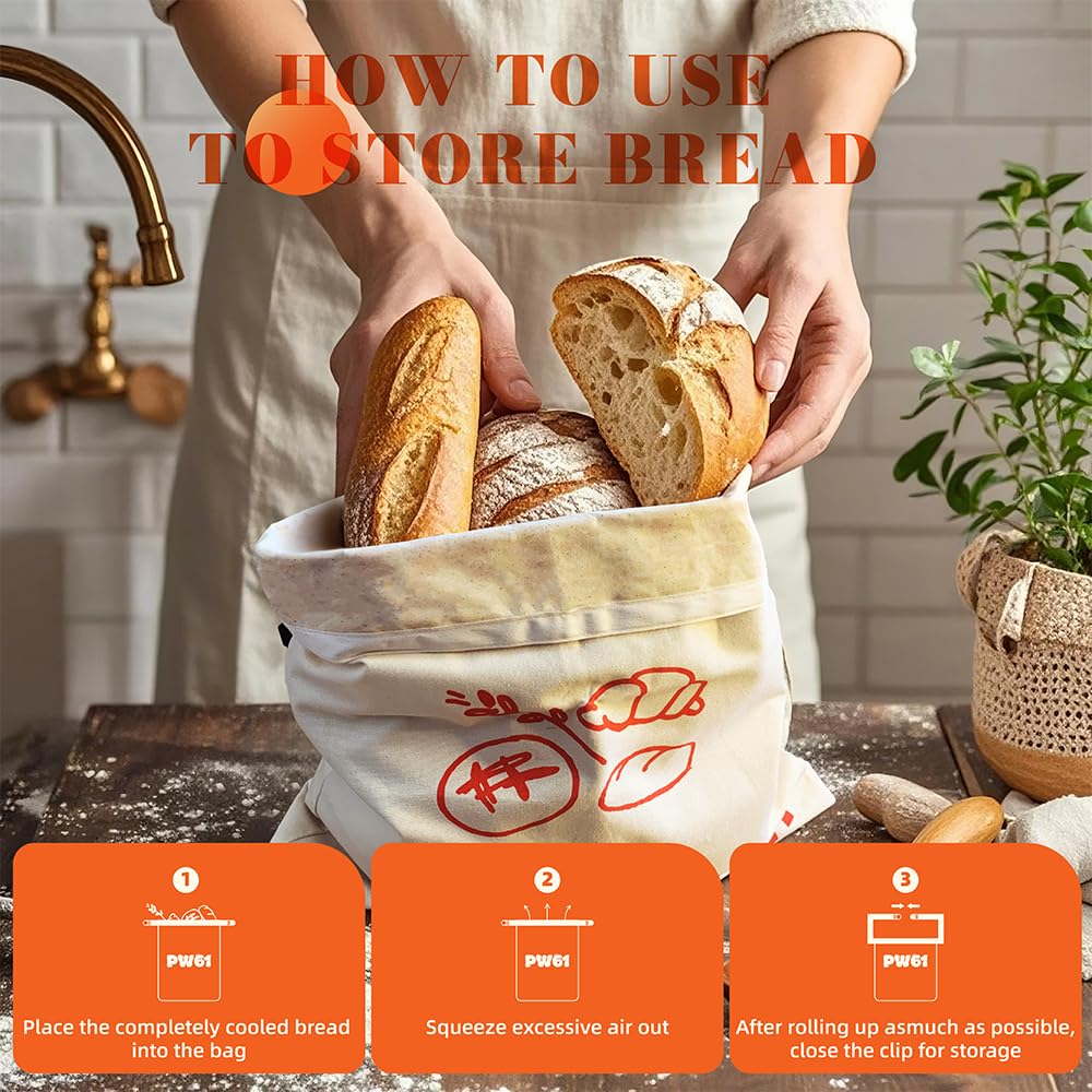 PW61 beeswax lining close-up shows breathable protection for bread.
