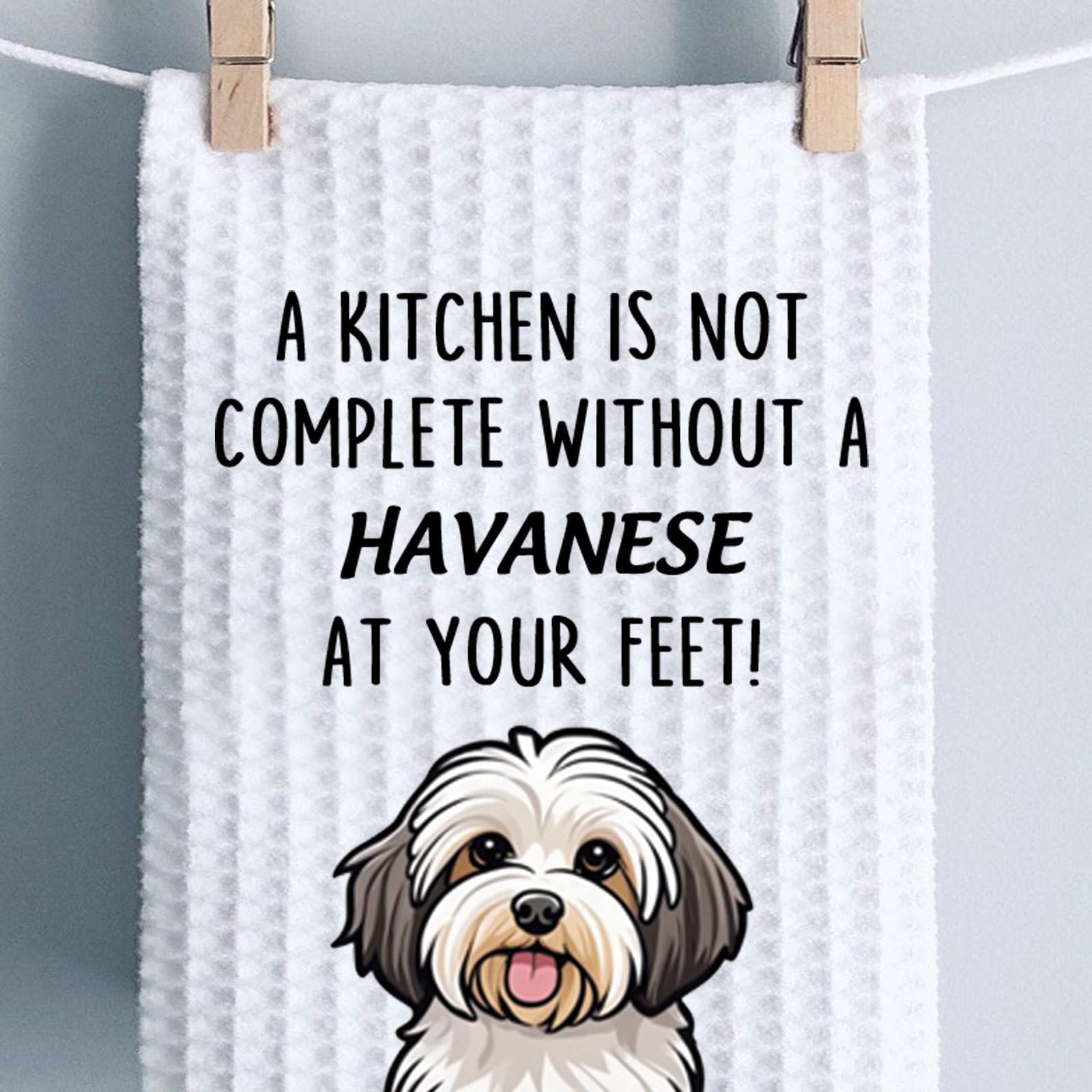 PWHAOO Havanese towel in use on a busy kitchen counter.