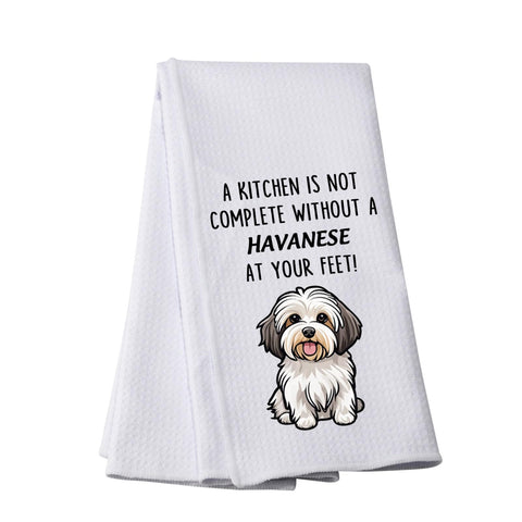 PWHAOO Havanese towel with playful saying, ideal for dog-loving kitchens.